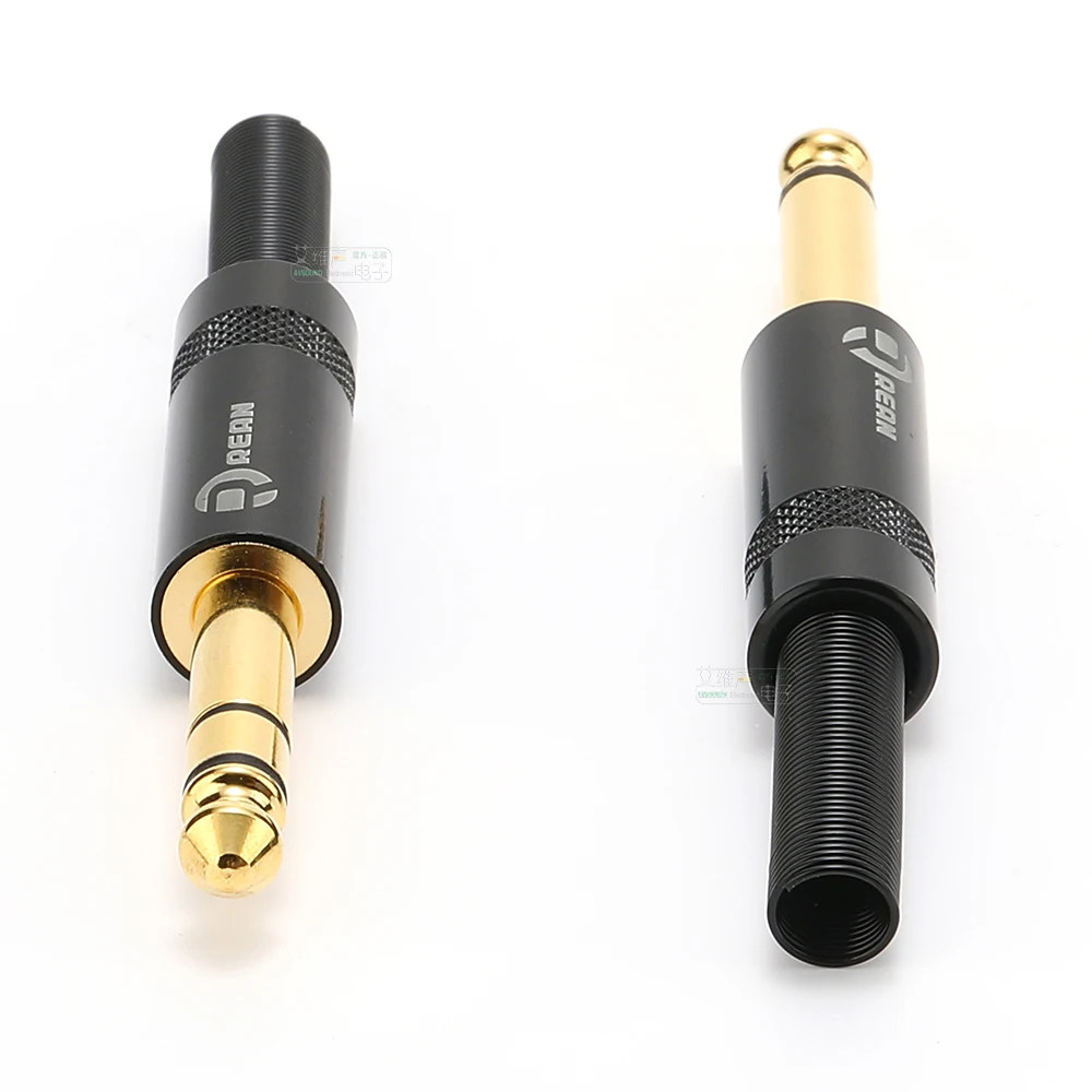 REAN 6,35mm TRS Stereo 3-Polig Vergoldeter 1/4'' TS Mono 2-Polig Stecker 6,5 Gerader Stecker für Instrumente, Gitarre, Bass, Mikrofon – Detail 10