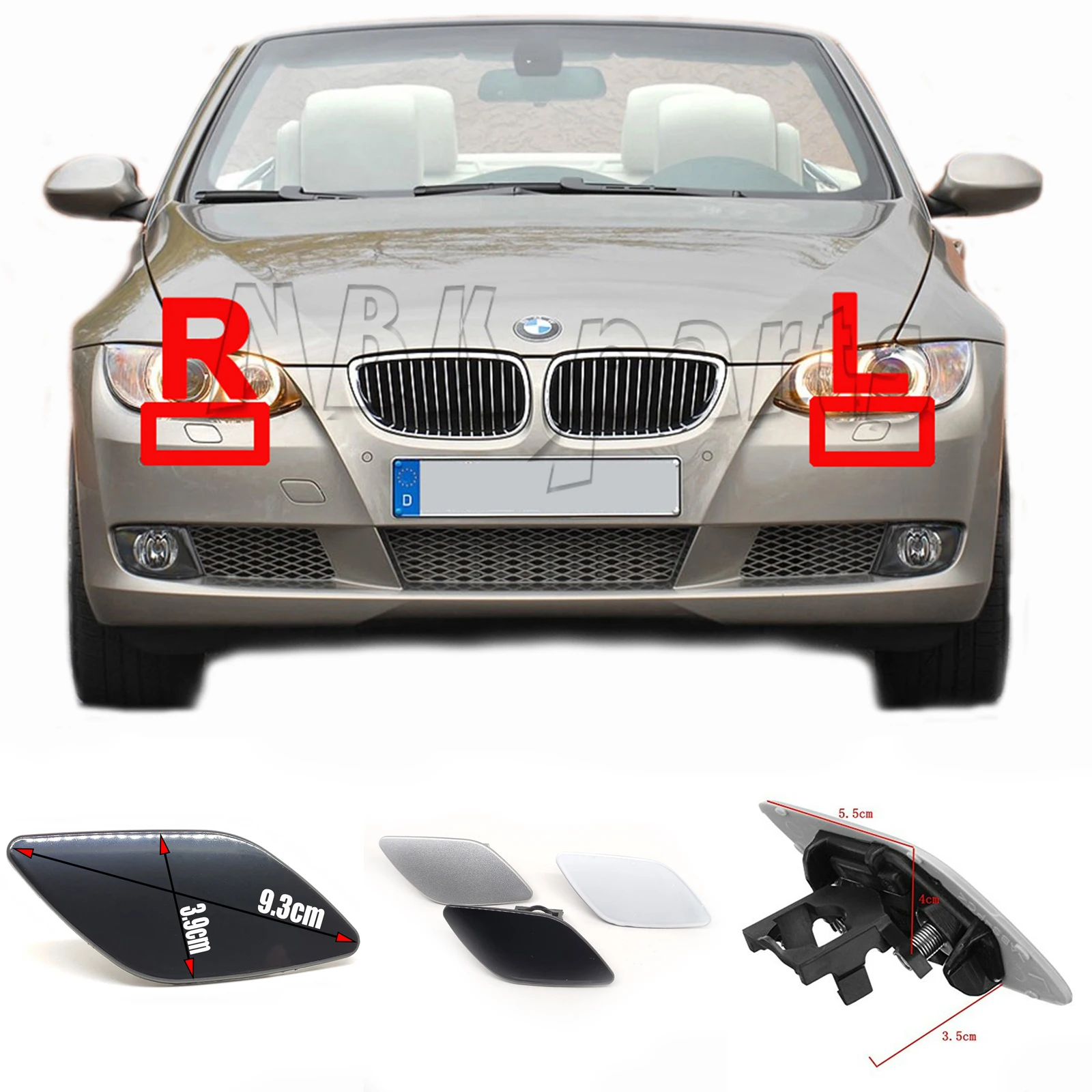 Fit 06-09 BMW3 E92 Coupe E93 Convertible 328i 328xi 335i 335Xi Front Headlight Washer Cover 