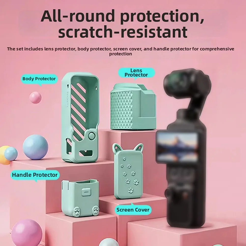 Silicone Case For DJI For Osmo Pocket 4 Stylish Solid Color Anti-Scratch Full-Protective Soft Cover Action Camera Accessories