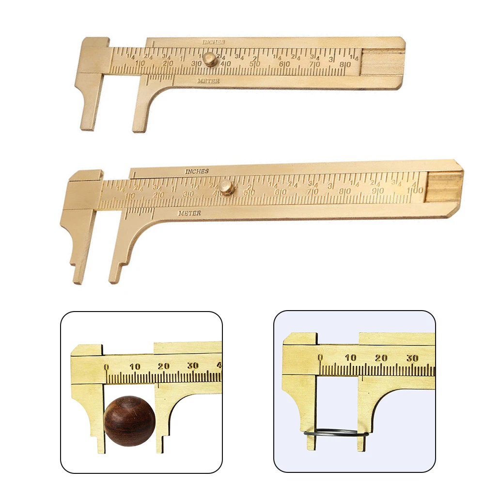 2pcs Vernier Caliper Ruler 80/100mm Double Scale Brass Copper For Quick Inside Outside Step Depth Measurements Gauging Tools