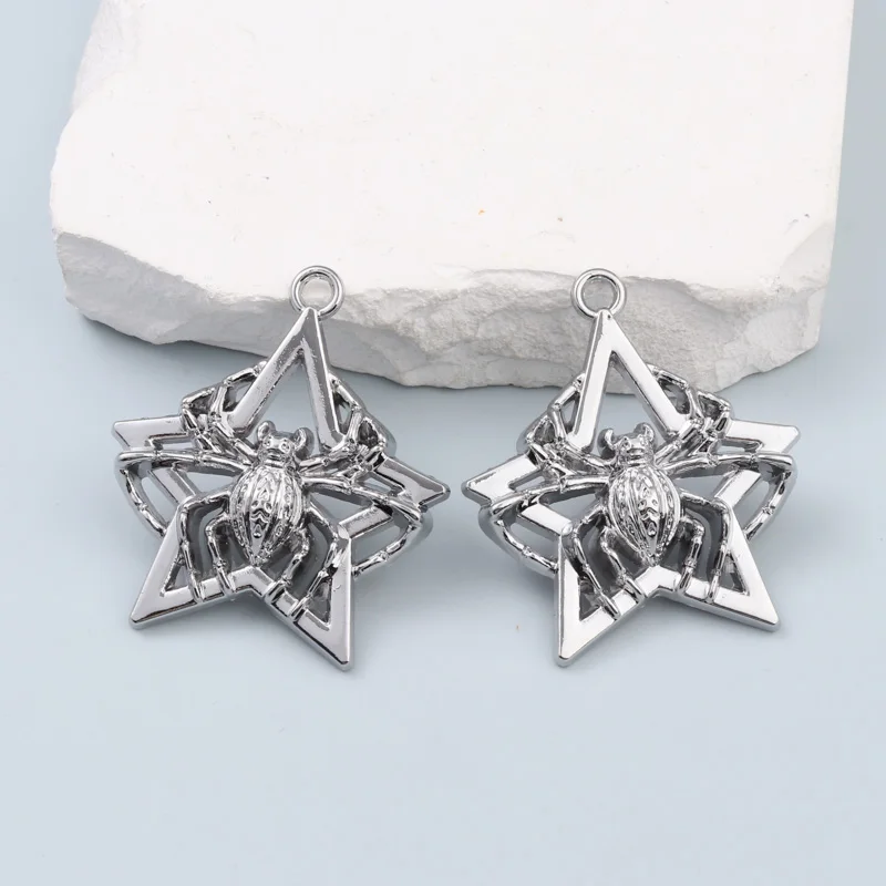 5pcs New Five-pointed Star Spider Charms Punk Fashion Style Pendants For Making DIY Jewelry Handmade Accessories Necklace