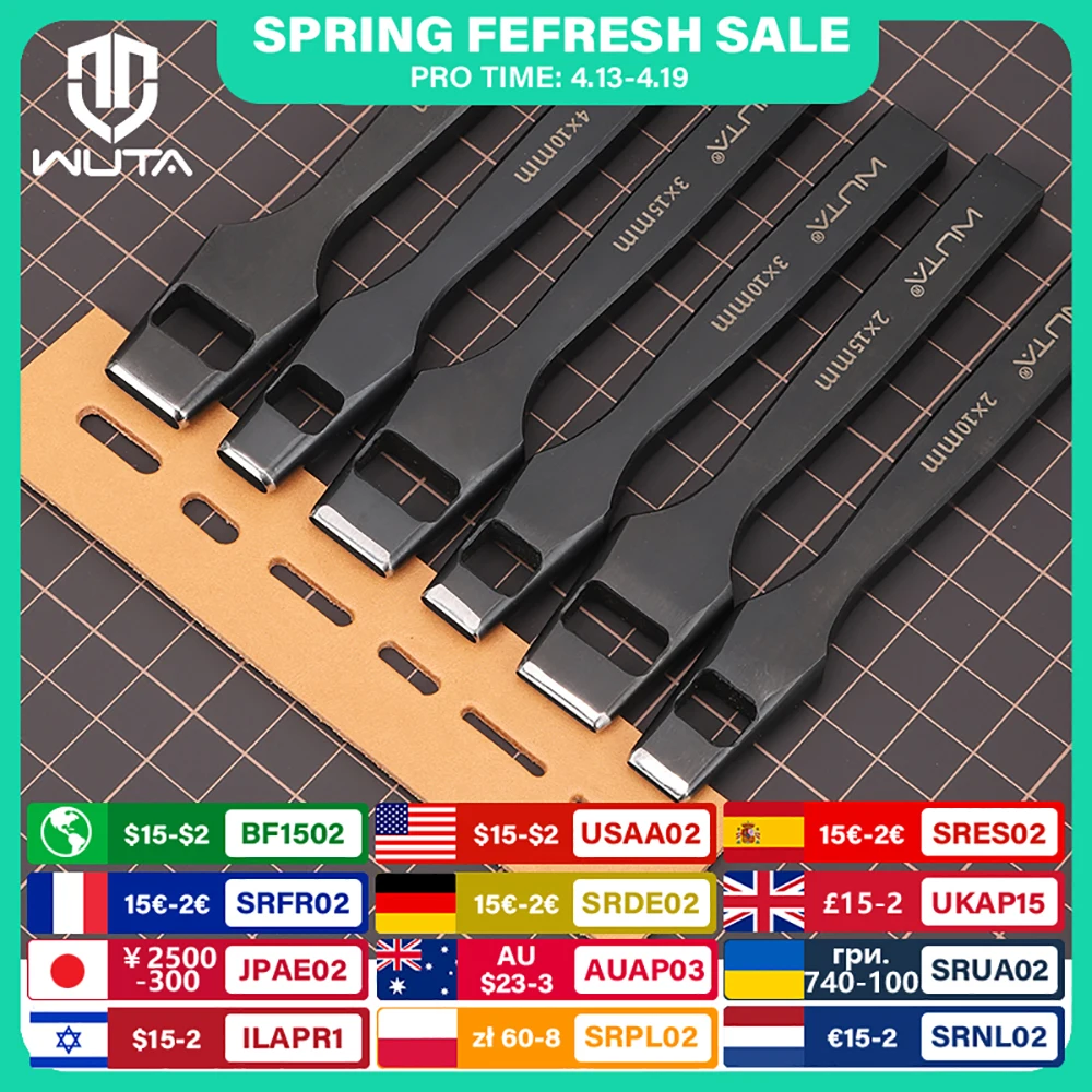 

WUTA кожаный ремень дырокол плоские полые пробойники продолговатые штамповочные инструменты ремешок для часов сверхмощный овальный отверстие DIY ремесло из кожи