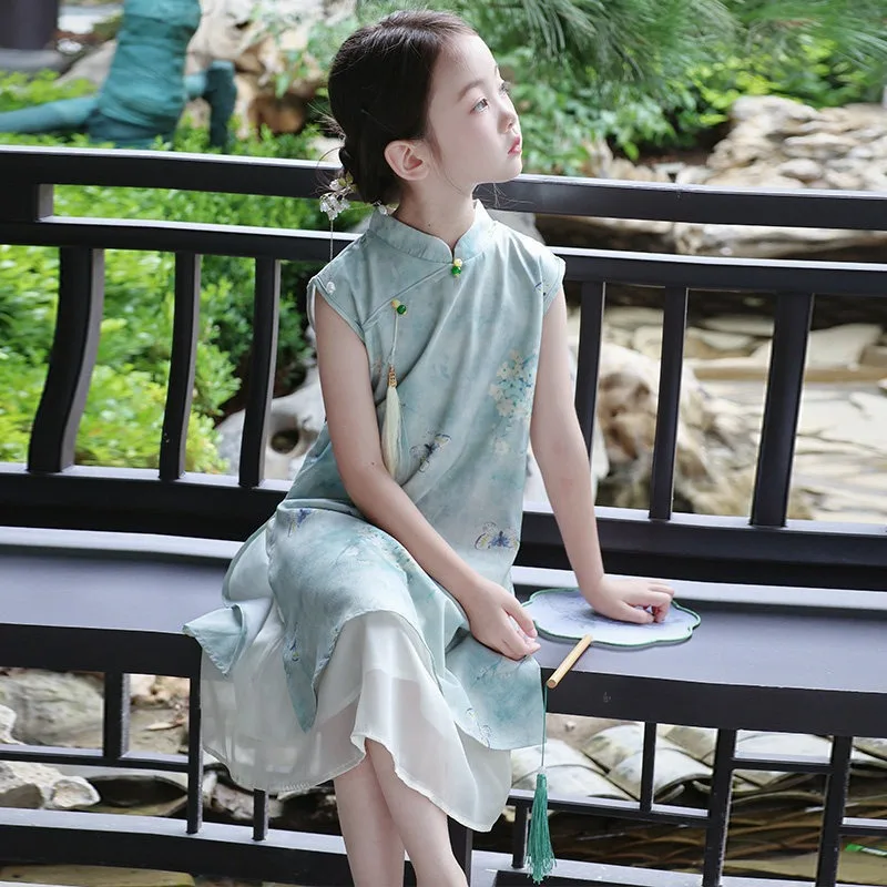 2026 Summer Girls Improved Cheongsam Summer Dress Children Hanfu Chinese Style New Chinese Style Little Girl
