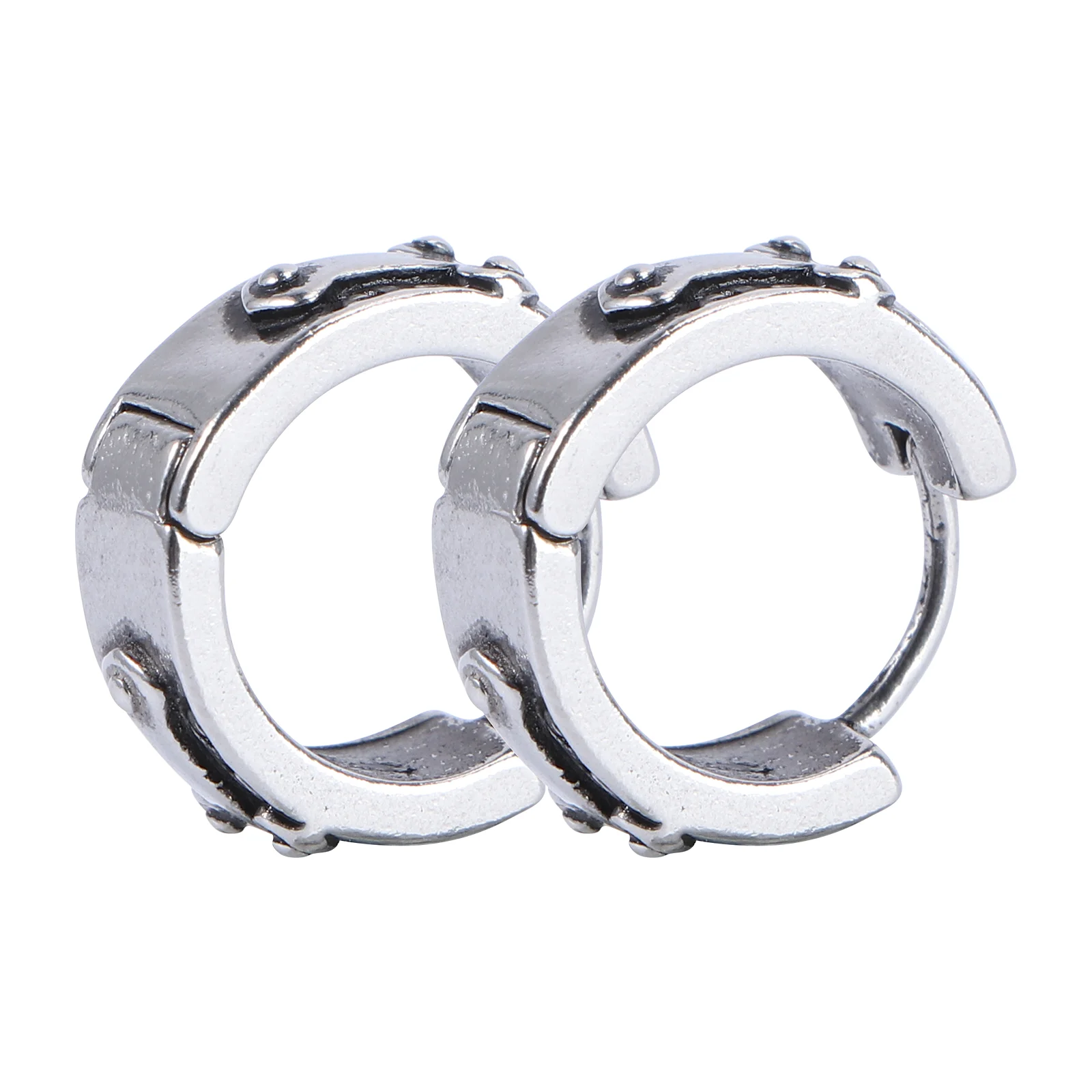 

Retro Titanium Steel Earrings Silver Vintage Creative Accessory Punk Simple for Man