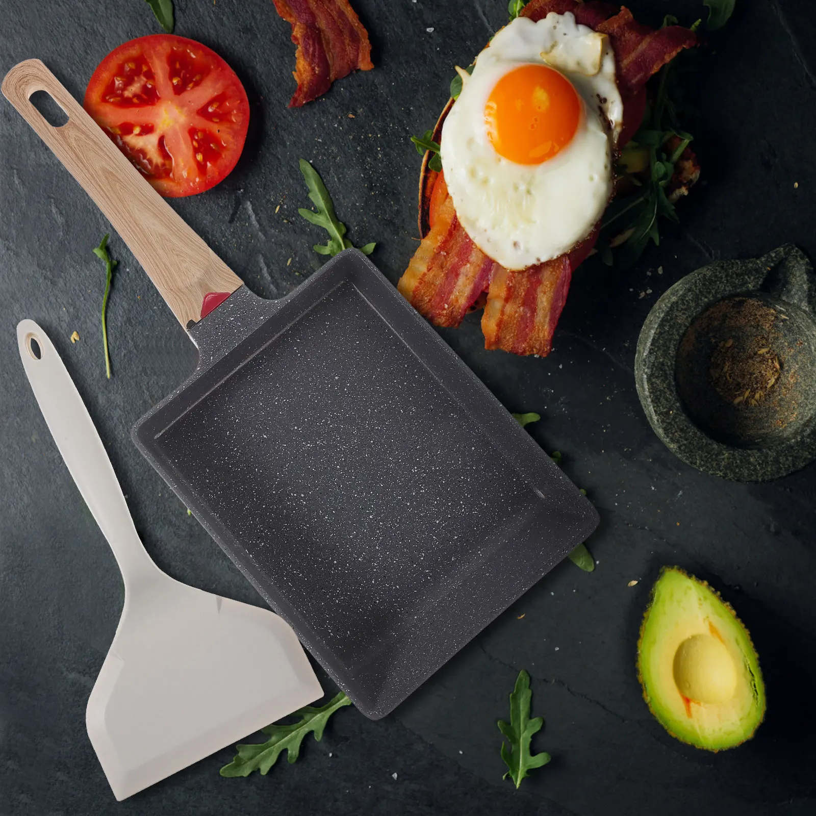 

1 set Japanese Style Frying Pan Combination Egg Skillet Medical Stone Non-Stick Breakfast Kitchen Multi-Function Steak Fry Pan