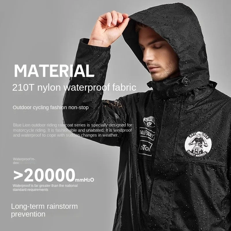 

Motorcycle Raincoat for Men Waterproof Impermeable Outdoor Riding Split Type Breathable Raincoat Rain Pants Light Reflective