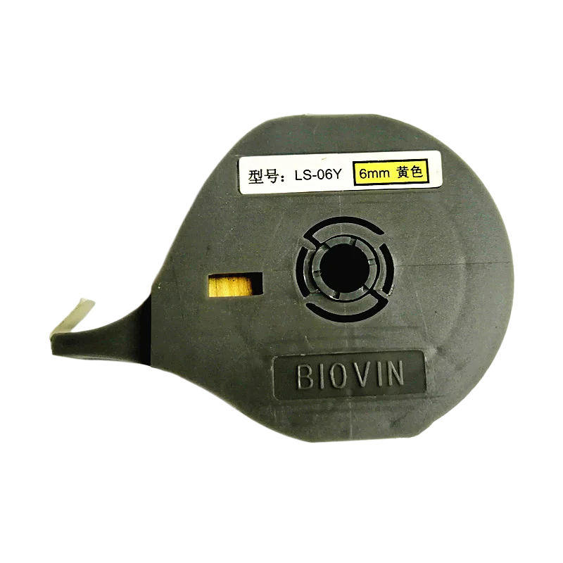 5/10/20 Label Tapes Cassette Original BIOVIN LS-06W/Y White Yellow Sticker For Wire Marking Machine Cable ID Printer s650 s700e