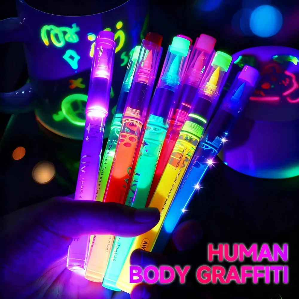 

8 Pcs Highlighters Luminous Highlighters Soft Brush Tip for Painting Drawing CD DIY Skin Halloween Gifts Art School Stationery