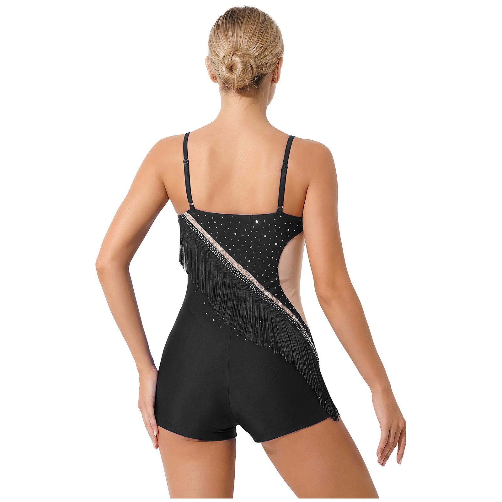 ชุดบอดี้สูทเต้นรำสำหรับผู้หญิง ผู้ใหญ่ สไตล์ลาติน แซมบ้า แทงโก้ สำหรับการแสดงบนเวที ประดับพู่และเลื่อม ระบายอากาศได้ดี ชุดรัดรูปสำหรับเต้นแทงโก้ ชะชะช่า