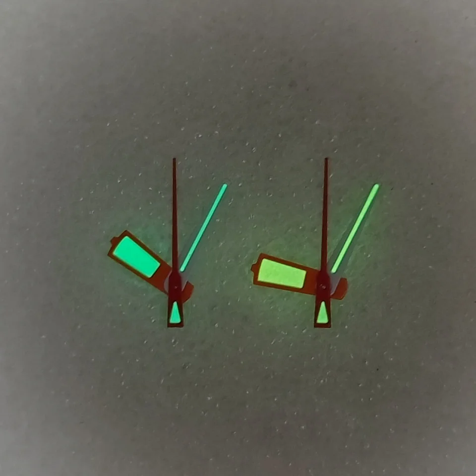 NH35 Watch Hands Orange-red and White Needle Green Luminous Watch Modification Accessories for NH36 4R 7S Mechanical Movement