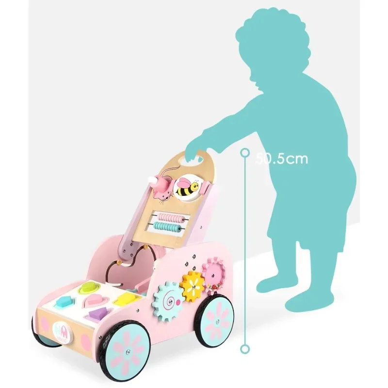 Poussette en bois pour interaction parent-enfant, jouets éducatifs populaires, cadeau d'apprentissage, vente en gros, offre spéciale