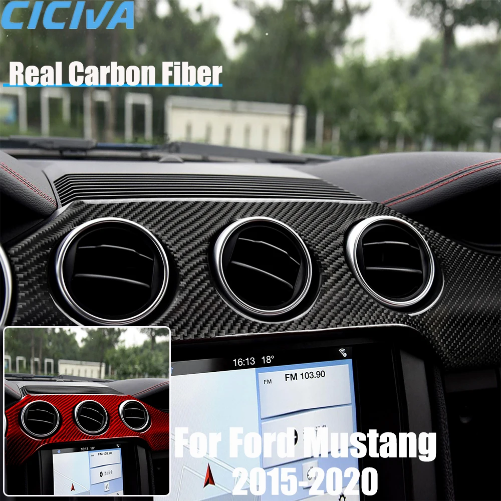 

Настоящие автомобильные аксессуары из углеродного волокна, набор панелей приборной панели, мягкая наклейка для Ford Mustang 2015 2016 2017 2018 2019 2020