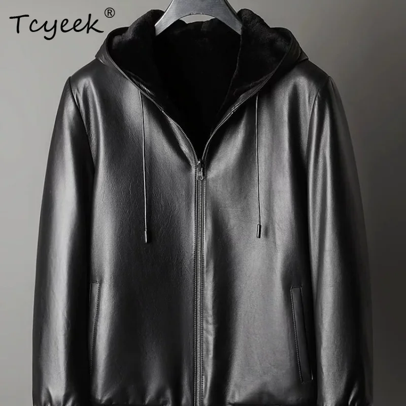 Tcyeek Natural Baojiamei Whole Mink Coat Men Calfskin Real Leather Jacket Fashion Winter Clothes Real Fur Coats Male Reversible
