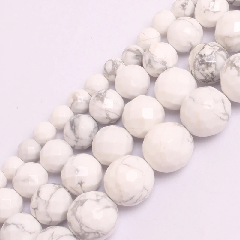 Faceted Howlite Stone Natural Gemstone Diy Loose Beads For Jewelry Making Strand 15