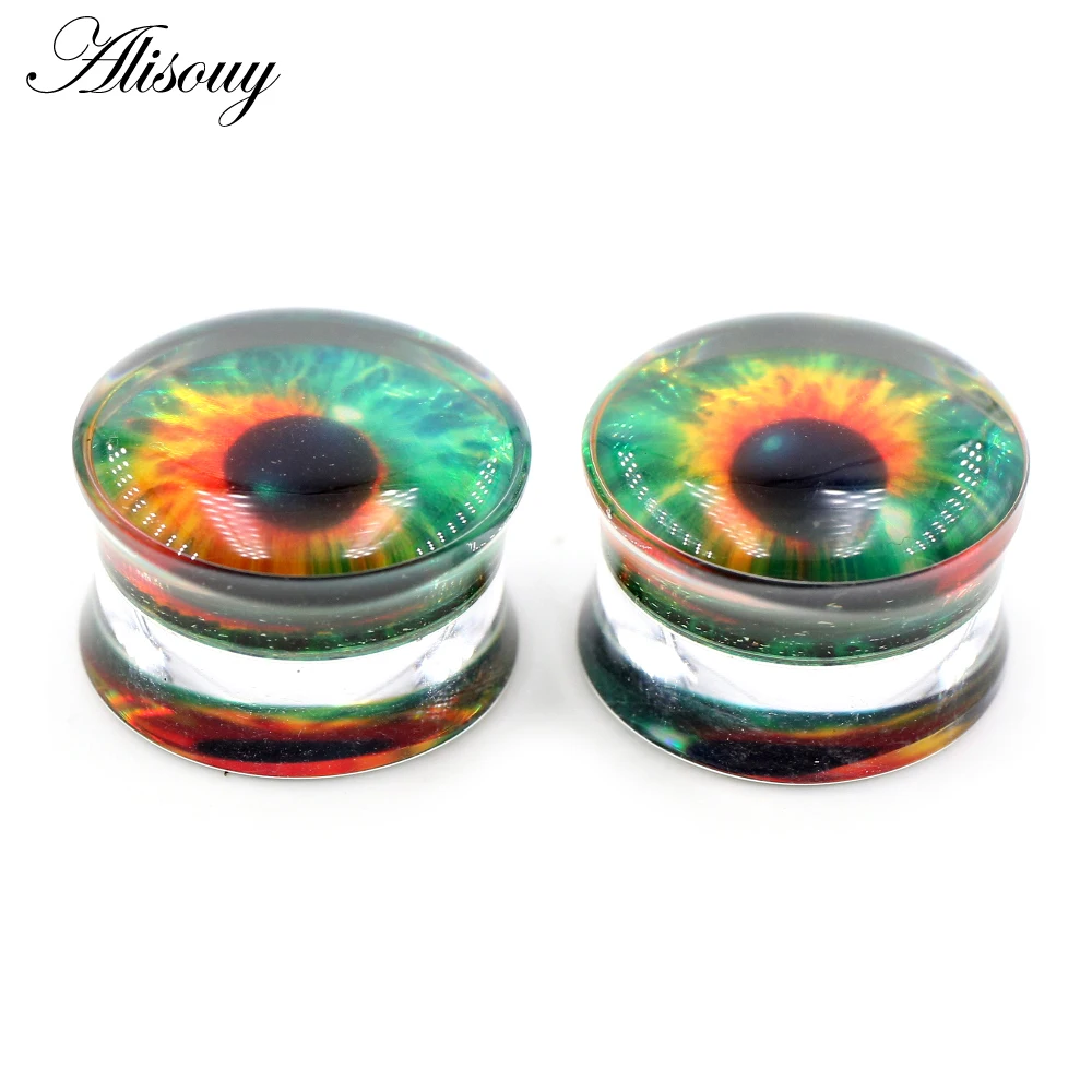 Alisouy 2pcs Transparent Round Acrylic Eyeball Ear Gauges Tunnels Plugs Flesh Stretcher Expander Earrings Piercing Body Jewelry