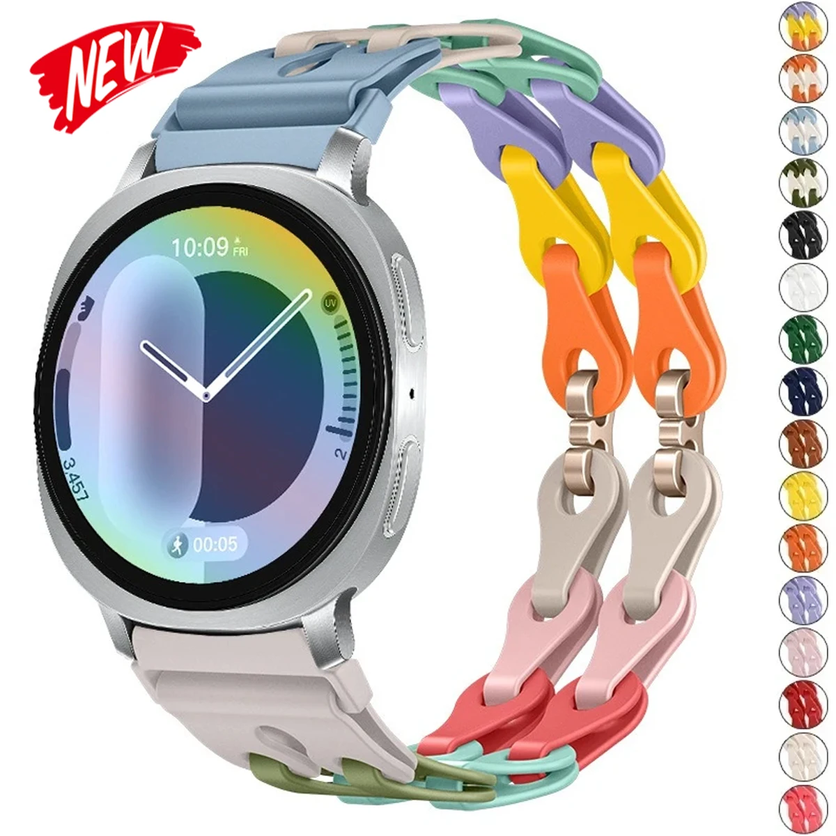 Silicone Strap for Samsung Galaxy Watch 8 40/44mm 8Classic 46mm Women Chain Bracelet for Galaxy Watch Ultra 2025 47mm Wristband