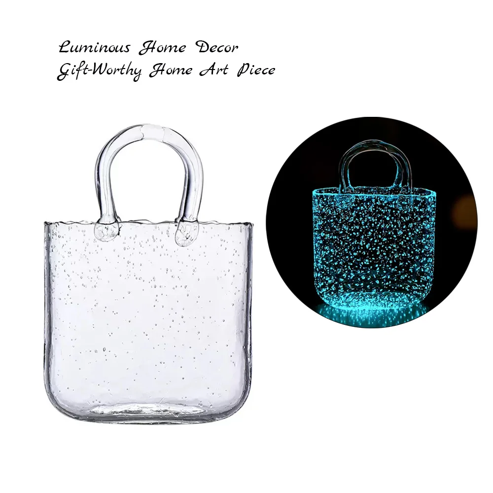 High-End Luminous Glass Vase INS Style – Handmade Glow-in-the-Dark Fluorescent Tabletop Decoration for Hydroponic Flower & Rest