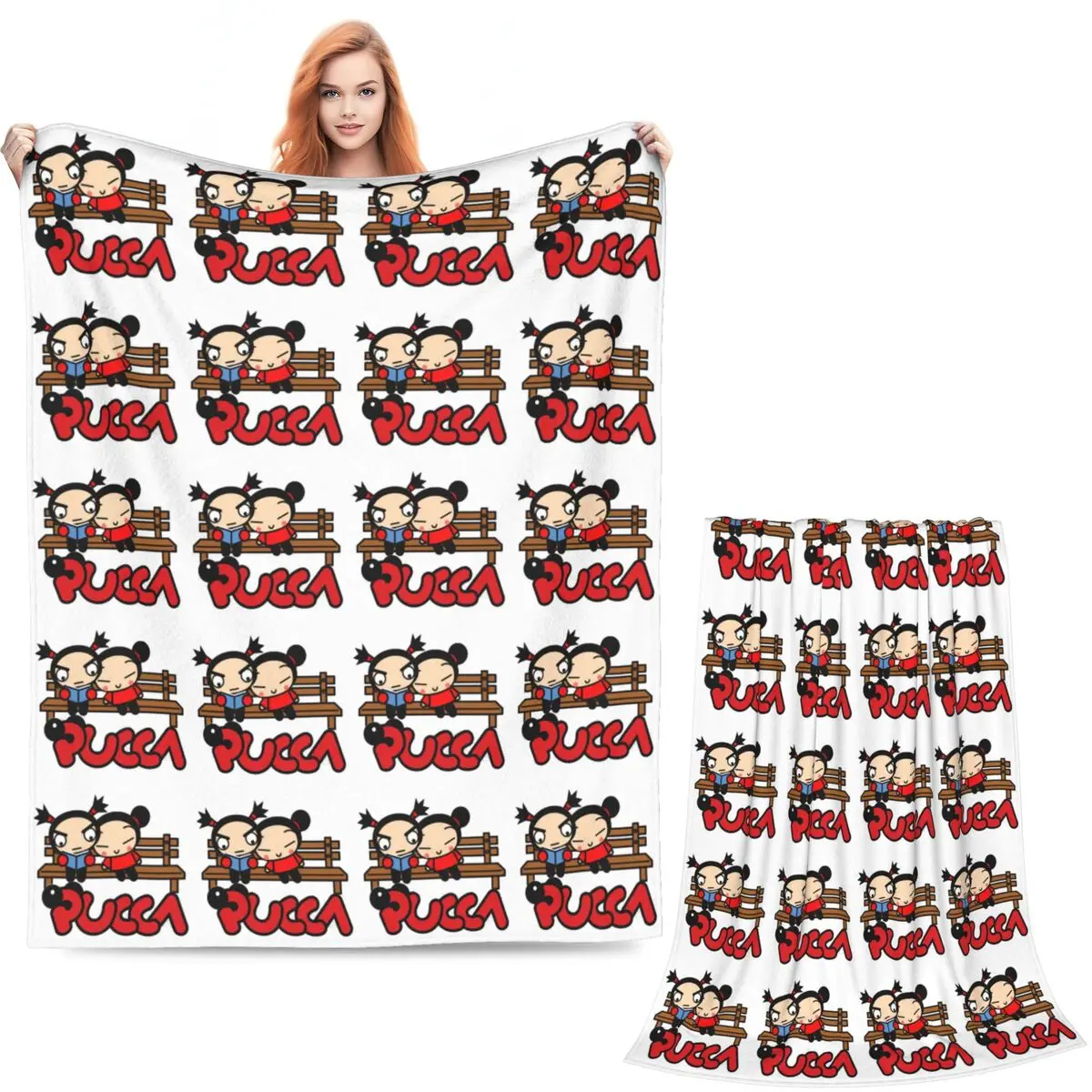 Cartoon Garu Pucca Animation Blanket Soft Warm Flannel Throw Blanket Cover for Bed Living room Picnic Travel Home Couch