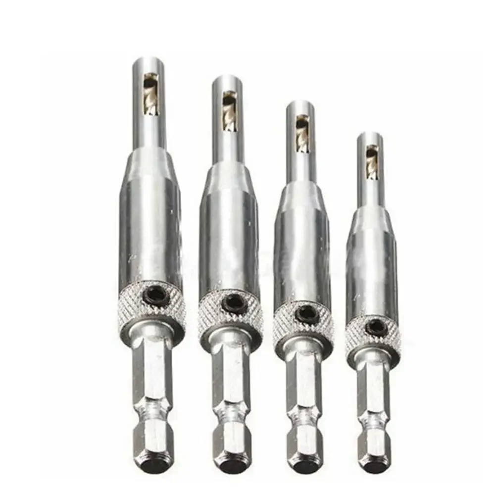 4Pcs HSS Self Centering Hinge Drill Bits Set Door Cabinet Woodworking Tools Punch 5/64 7/64 9/64 11/64