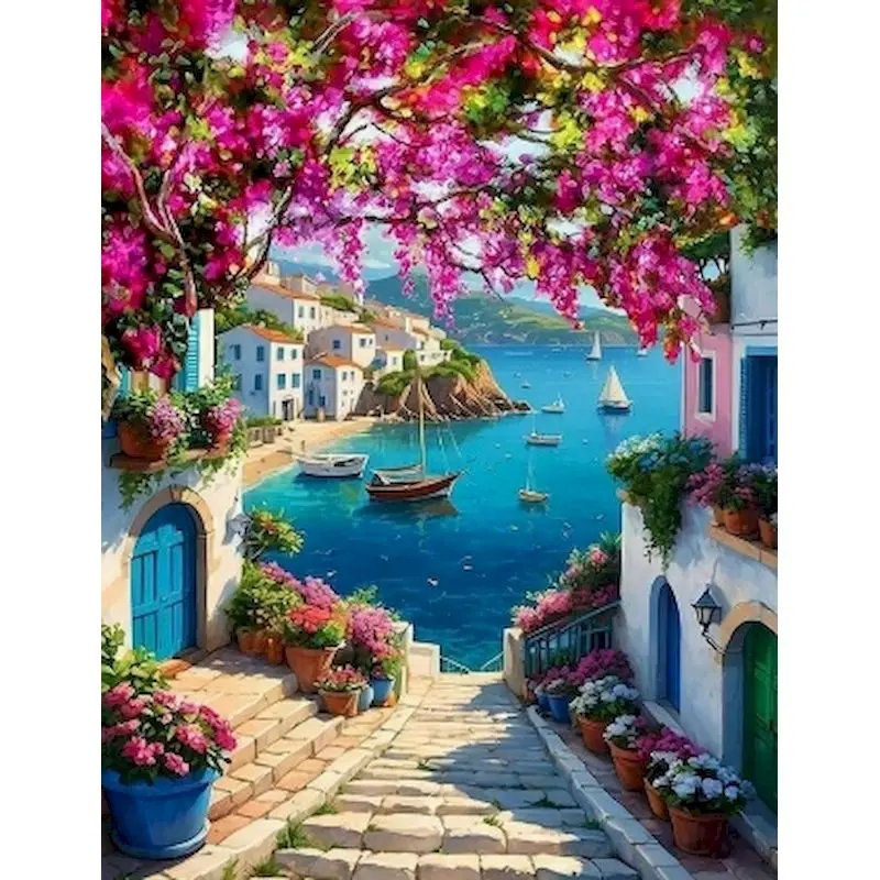 

GATYZTORY DIY Painting By Numbers Handpainted Town Scenery Diy Crafts Canvas Painting Picture Paint For Adults For Kids Gift Wal