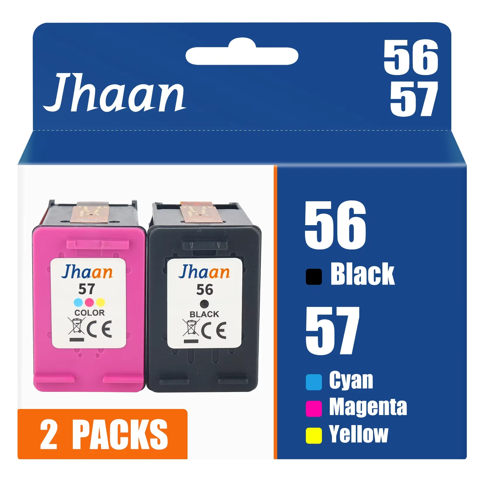 Jhaan 56/57XL Multipack-Tintenpatronen, kompatibel mit HP 56/57XL für DeskJet 450ci 5150 OfficeJet 4212 4215 PSC 1210 7550 7760 – Detail 1
