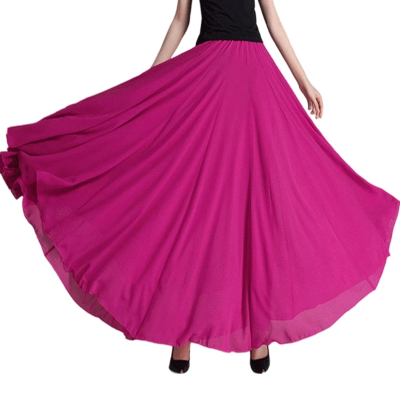 2 Layers Lyrical Dance Skirt Swing Long Skirt for Professional Dancers P8DB