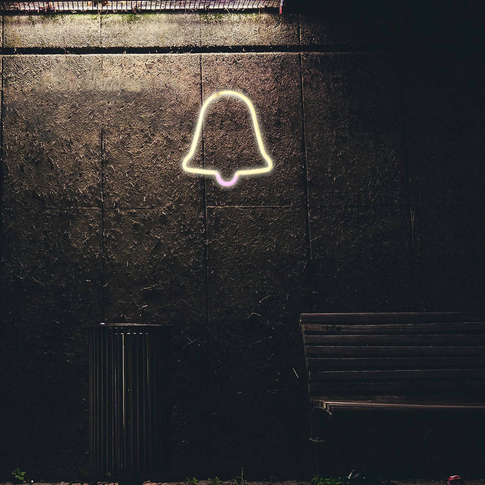 LED Neon Light Christmas Bell Wall Decor Colorful Blinking Sign for Home Office Party Atmosphere Stylish Design