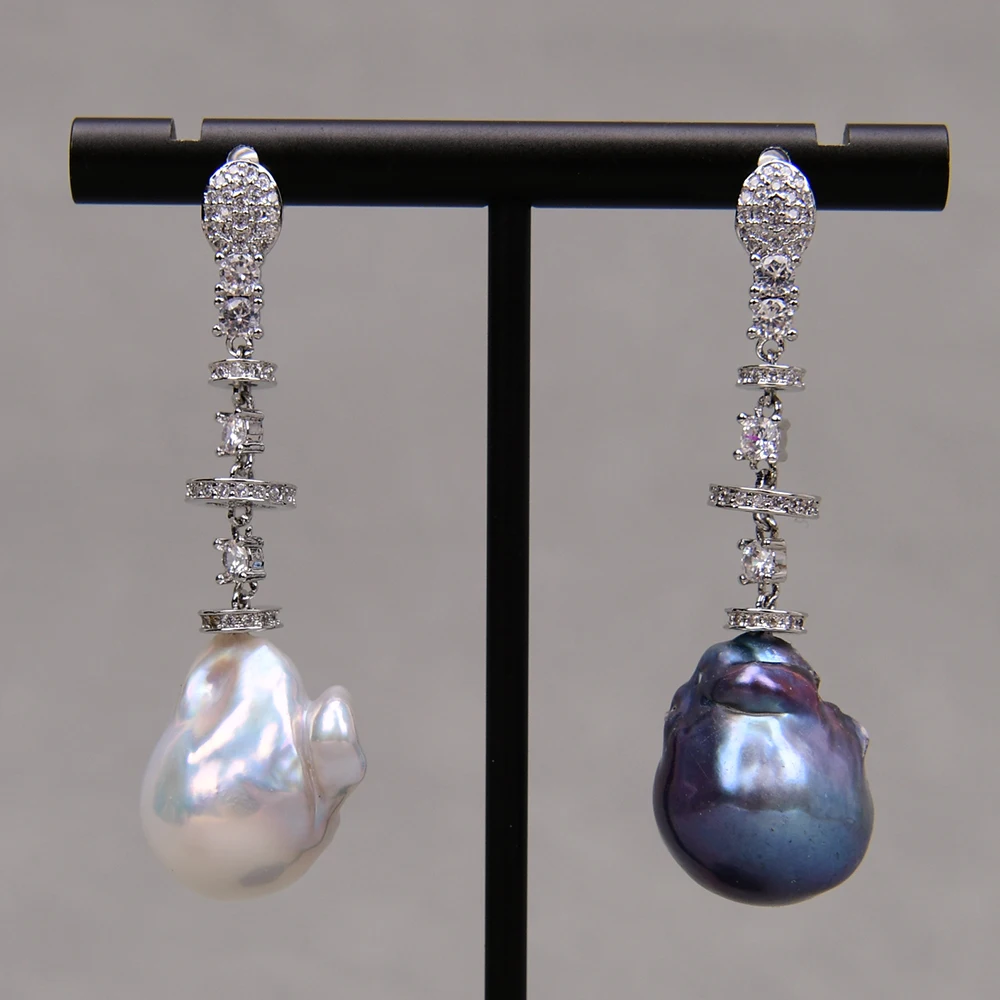 

GG Cultured White Black Baroque Pearl Gold Plated Stud Earrings