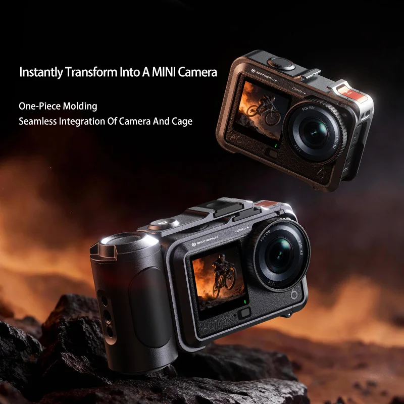 Aluminiowa klatka operatorska do DJI Osmo Action 6, magnetyczne mocowanie, modułowa obudowa, uchwyt zimna stopka, rozszerzenie ramy statywu 1/4 cala — zdjęcie produktu 5