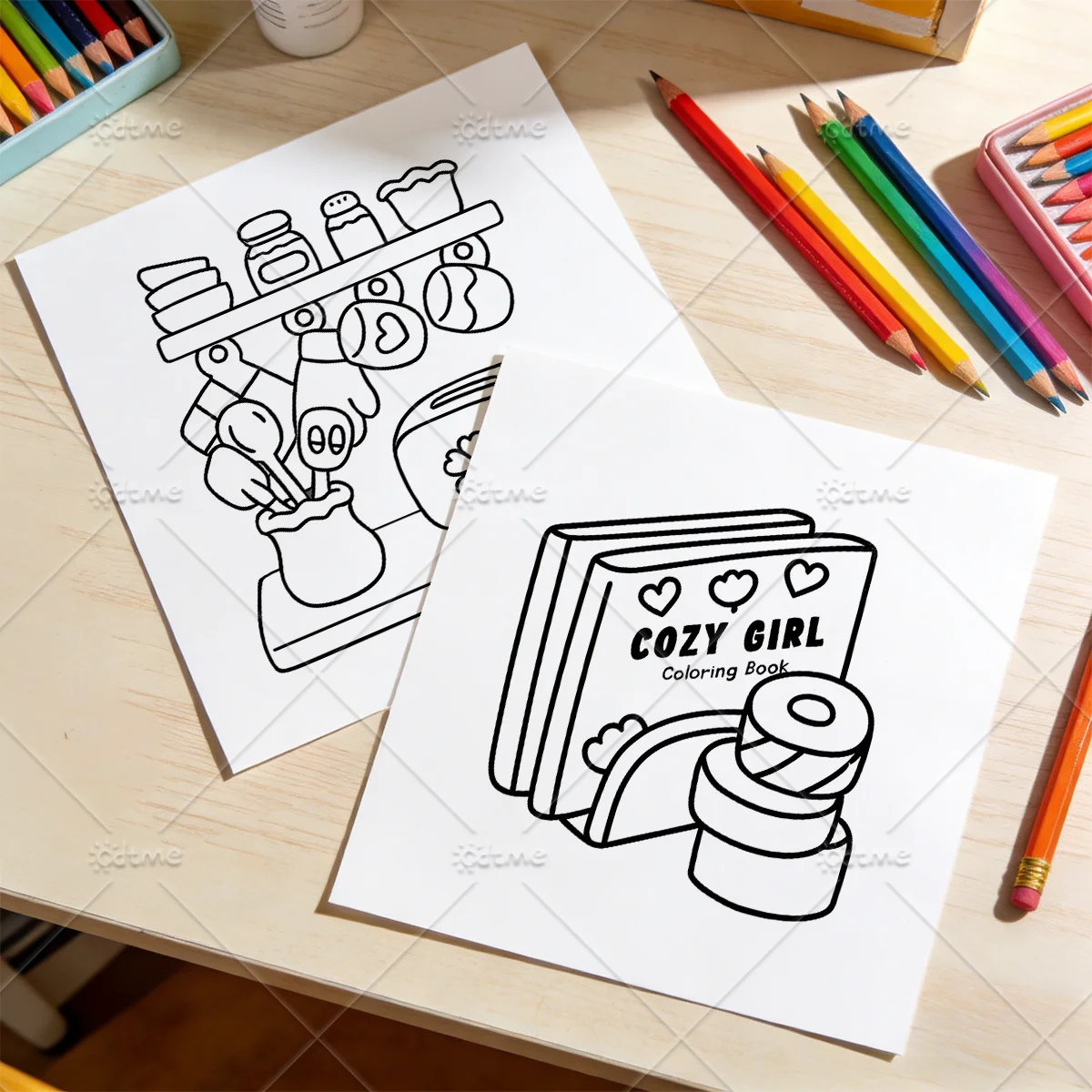 COZY GIRL DAYS Malbuch für Erwachsene und Teenager mit niedlichen, gemütlichen täglichen Aktivitäten zur Entspannung (Cozy Spaces Coloring) – Detail 7
