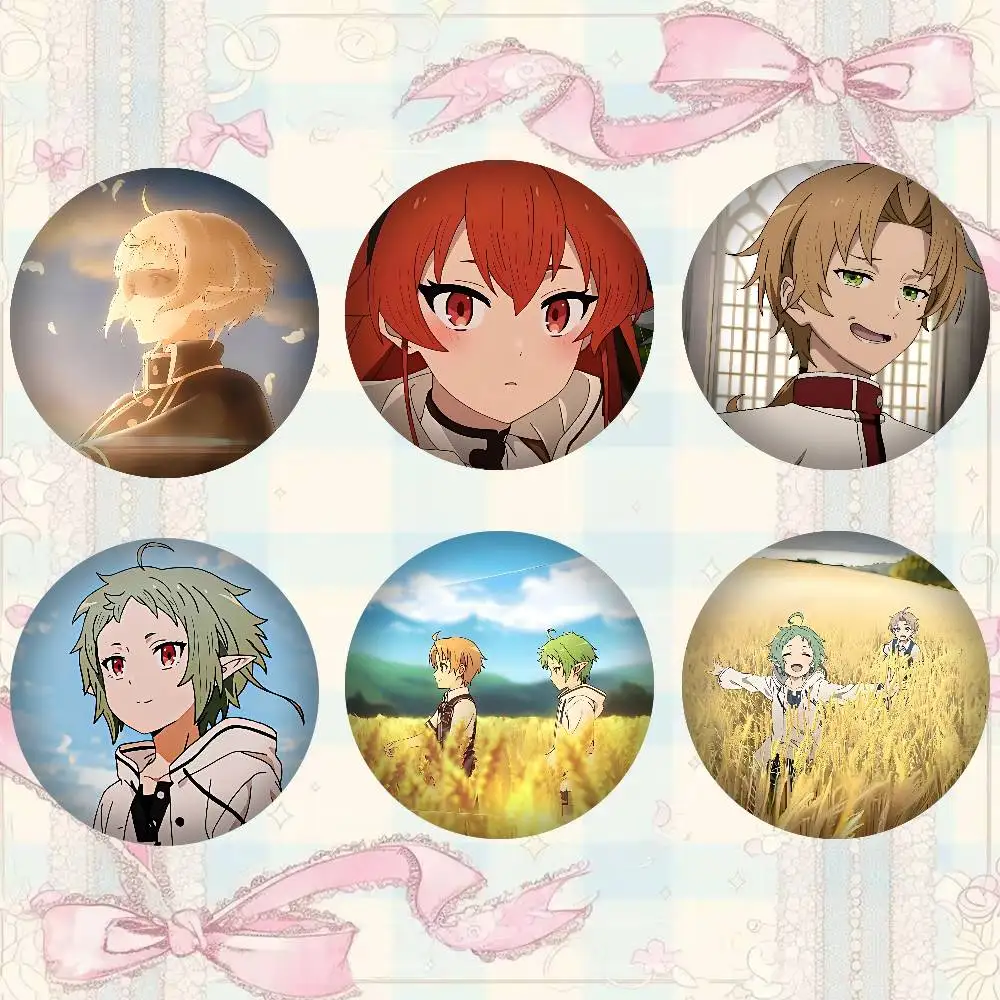 Cool Anime Cool Mushoku Tensei Badges 25 32 44 58 75 Mm Round Cosplay Pin Decor Fans Collect Friends Gifts Brooch Souvenir