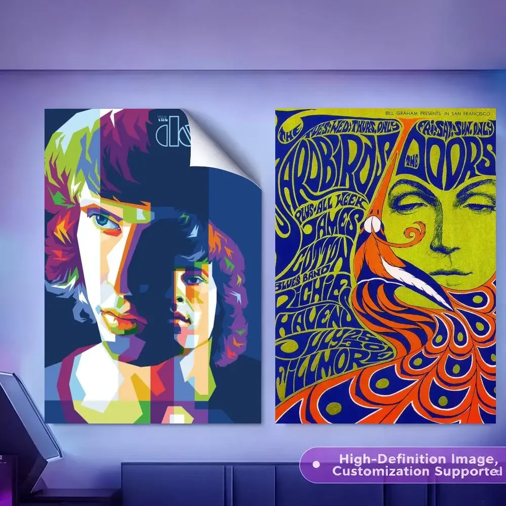 Singer The Doors Jim Morrison Painting Calligraphy HD Canvas Poster Crease Free Waterproof All Space Wall Decor