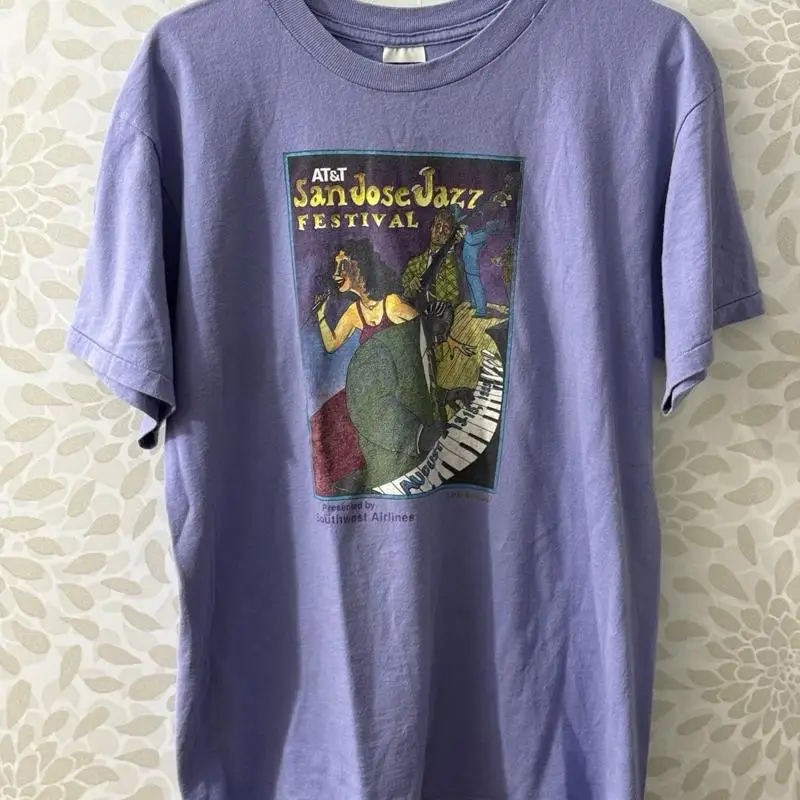 Vintage 1999 yunque hombres Äôs L San Jose Jazz Festival camiseta púrpura