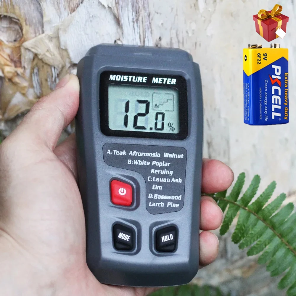 NEW Digital Wood Moisture Meter Professional Timber Damp Tester Handheld Hygrometer Lumber Detector EMT01 with HD LCD Display