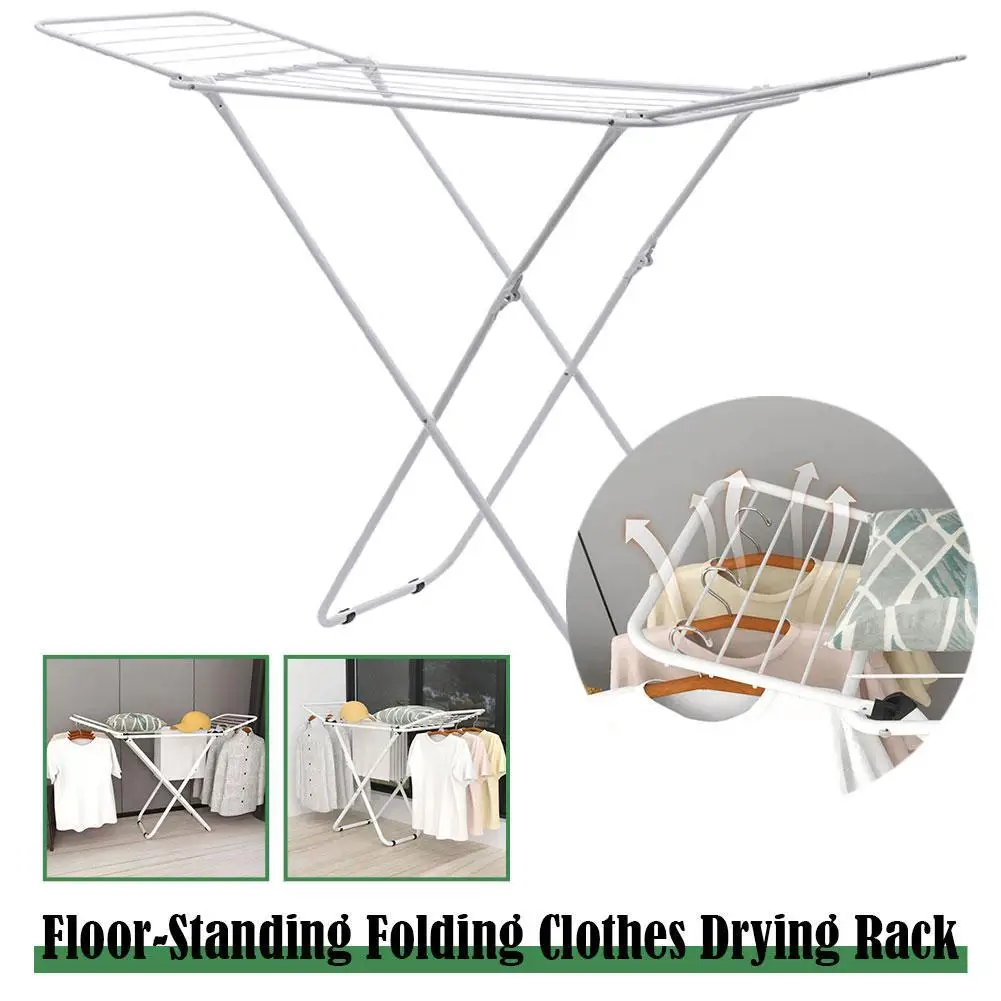 

Stainless Steel Folding Drying Rack Balcony Floor Multi-functional Drying Rack Outdoor Wing Folding Clothesline Hanger Rack