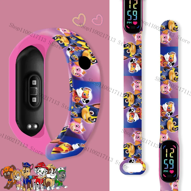 

2 styles Paw Patrol Mi watch Anime dolls Chase Skye Marshall Pat Patrol Colorful white LED Waterproof watches birthday gifts