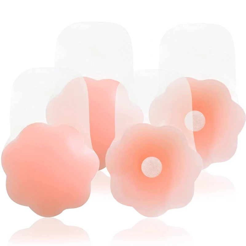 

Summer Silicone Nipple Cover Reusable Women Breast Petal Lift Invisible Bra Pasties Bra Padding Sticker Patch Boob Pads Adhesive