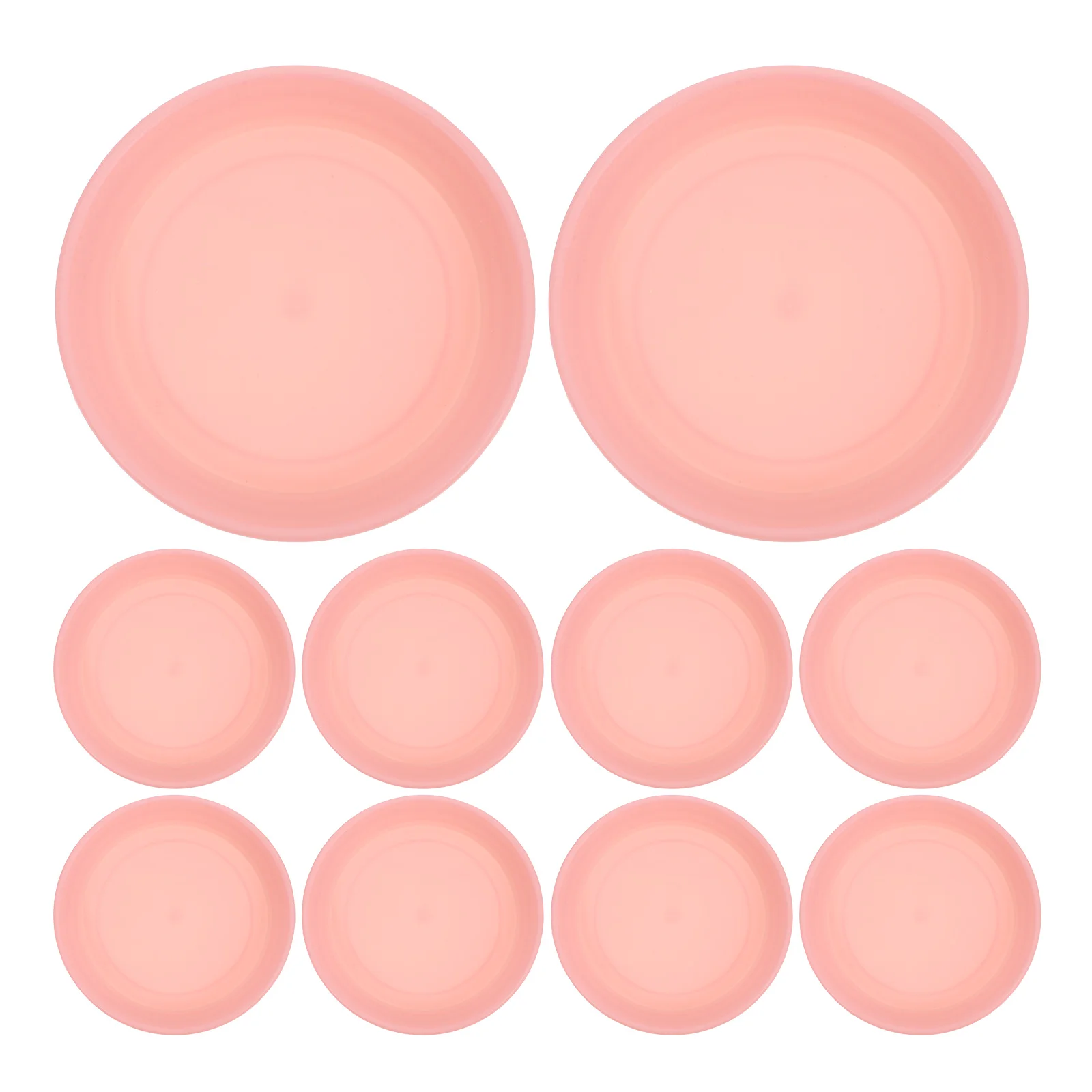 

10Pcs Thickened Leakproof Plant Saucers Round Drip Trays Faux Ceramic Texture Indoor Gardening Water Catcher Pink