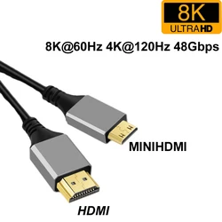 1m/2m/3m/5m MINIHDMI MINI HDMI-Compatible V2.1 Cable 8K@60Hz 4K@120Hz 48Gbps Ultra HDR For Laptop Projector PS4 PS5 HDTV Cord