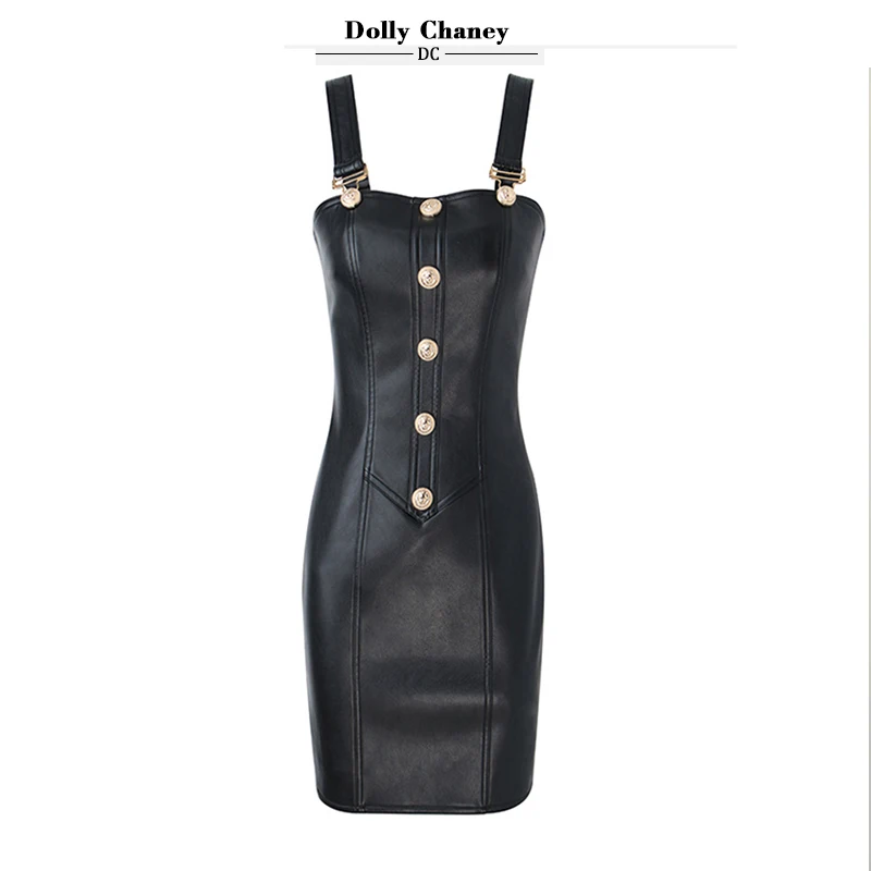 Factory Sexy Miniskirt, Women's Synthetic Leather Skirt, High-Quality Suspender Vest Skirt, Metal Buckle Strap Hip Wrap Skirt