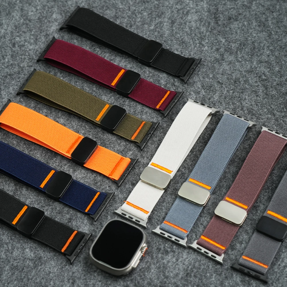 Nylon Loop Strap for Apple Watch Ultra 2 Trail Band 49mm Series 10 46mm 45mm 44mm 41 42mm Magnetic Bracelet IWatch 9 7 8 6 SE 5