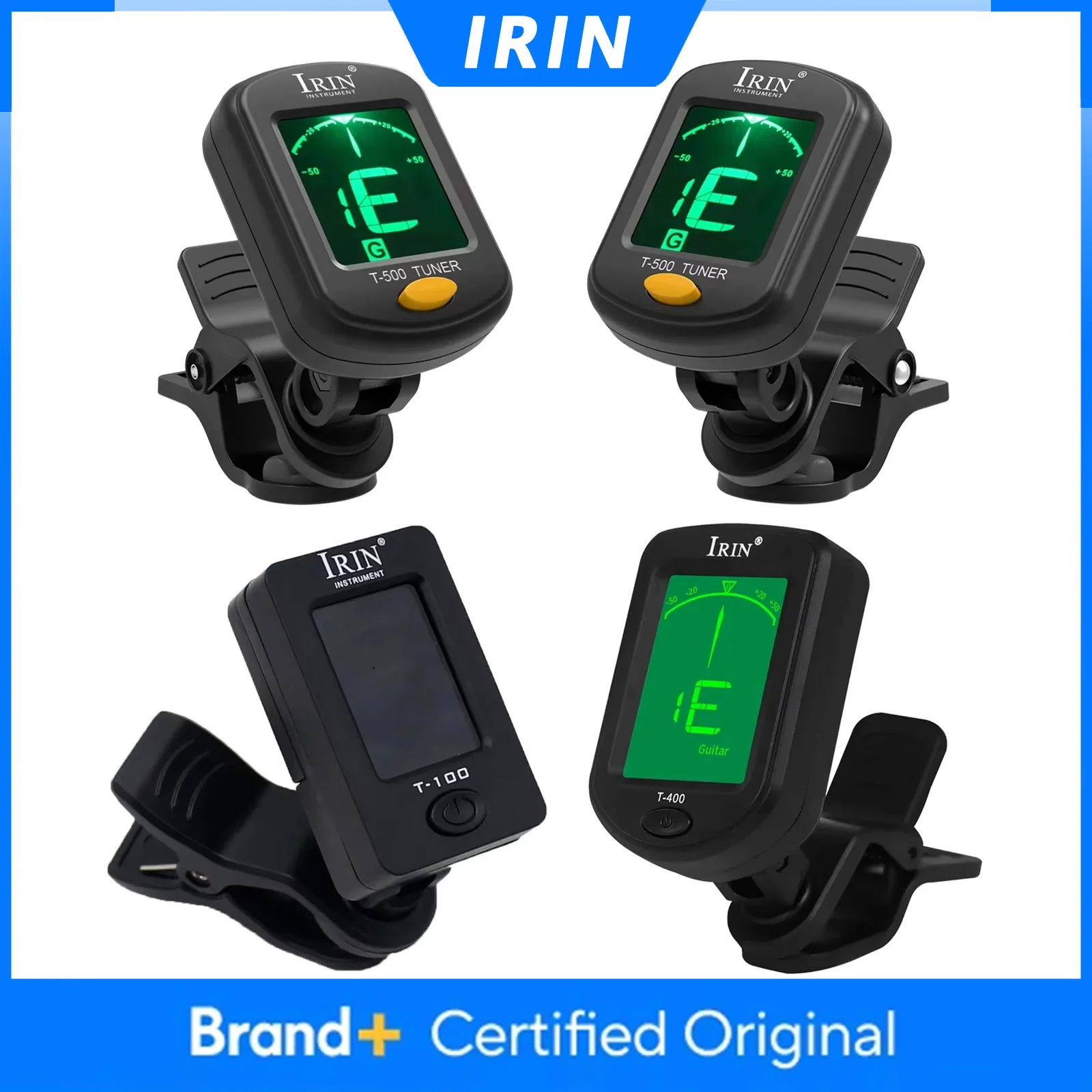 Afinador de Guitarra IRIN, Afinador Digital de Clip para Bajo, Violín, Guitarra, Ukelele Eléctrico, Universal 360 °   T-100/T-400/T-500 Giratorio