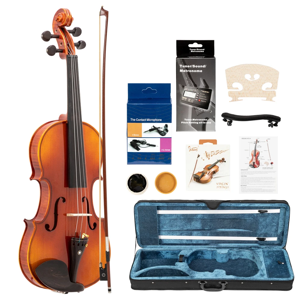 

4/4 Spruce Panel Violin Bright Natural Wood Back Panel Side Plate Rectangular Case Octagonal Prism Bow