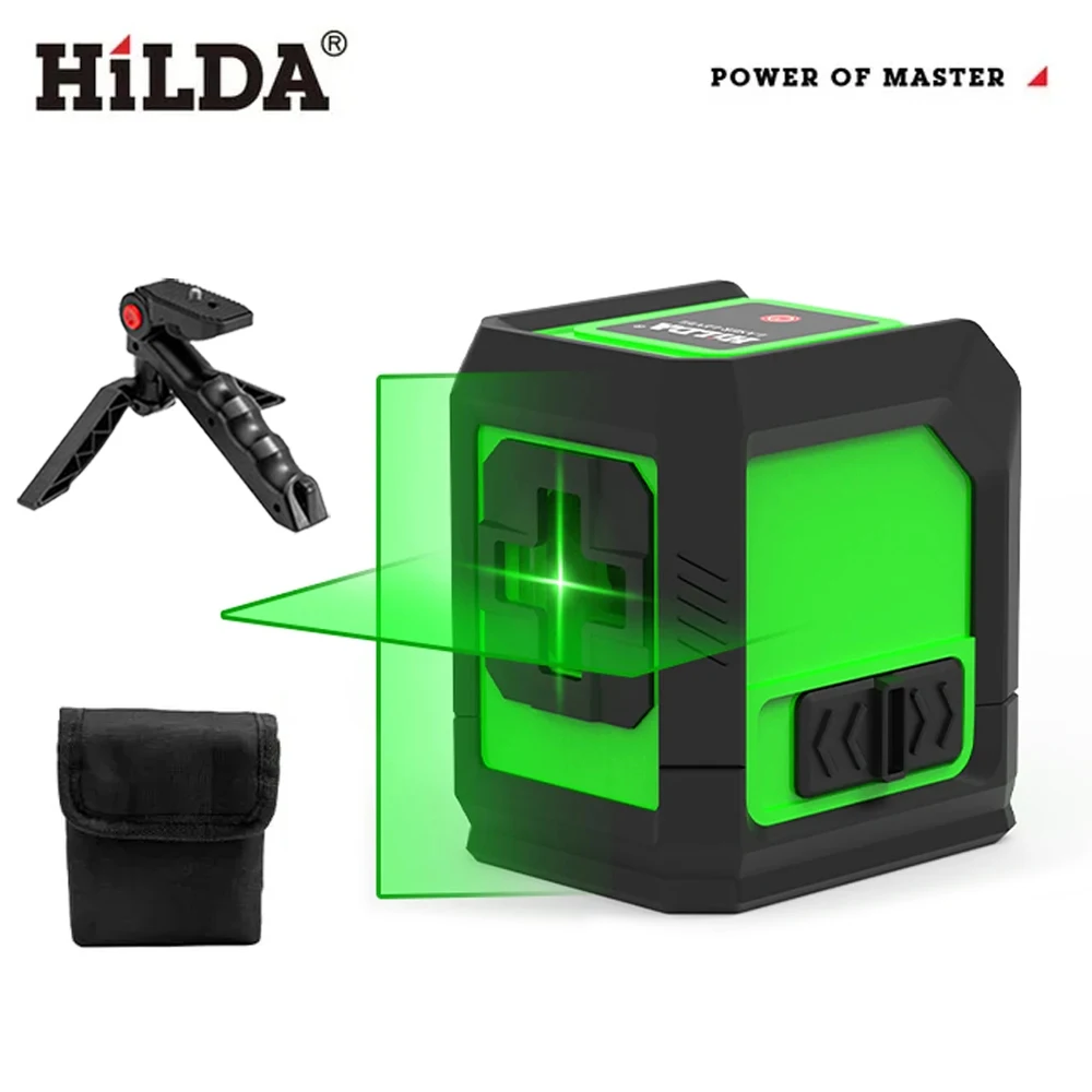 HILDA Laserniveau 2-lijns groen laserinstrument met magneet Wandniveau Draagbaar provinciaal ondersteuning Kruislaserinstrument