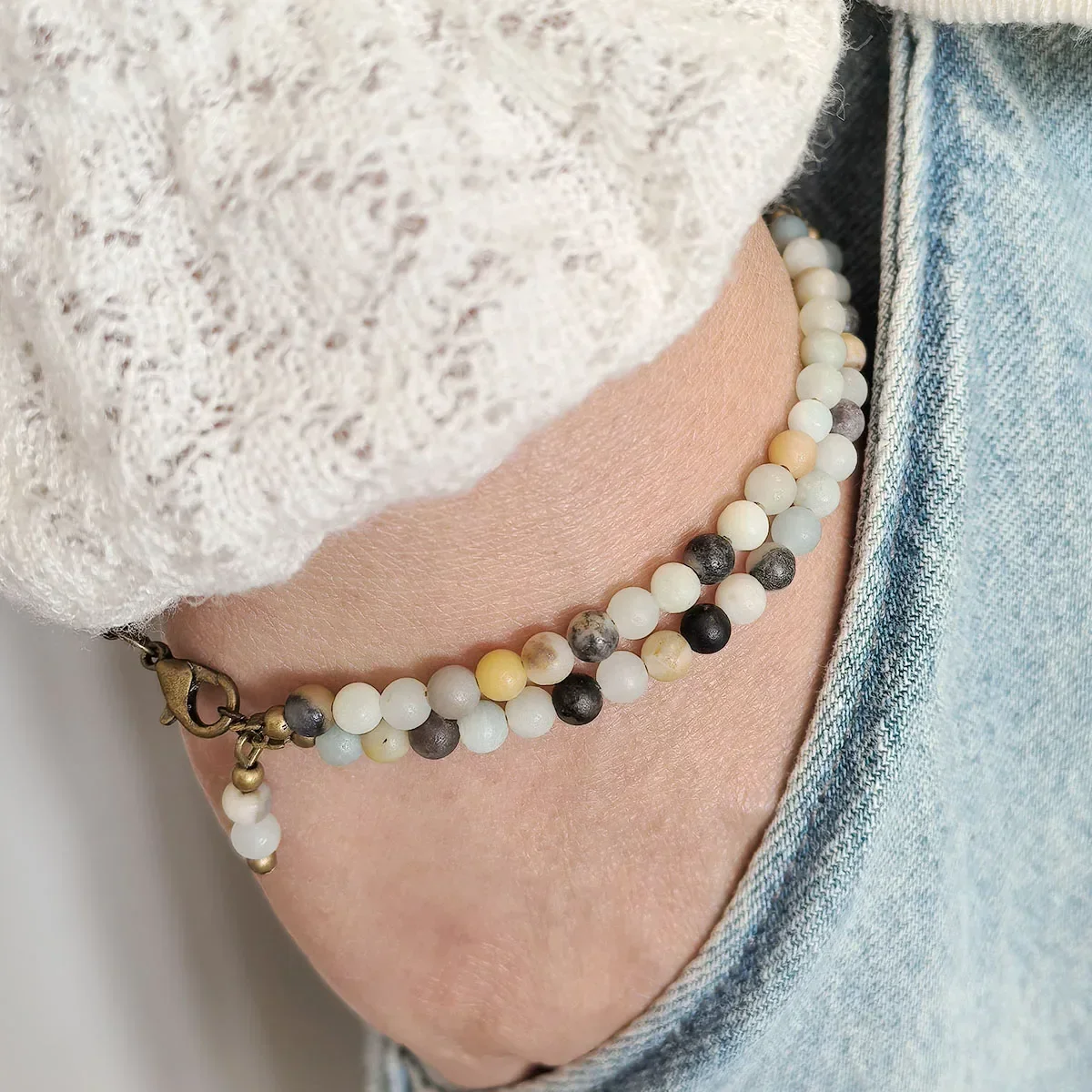 Beaded Wrap  Pink Beaded Boho Bracelet with Chain