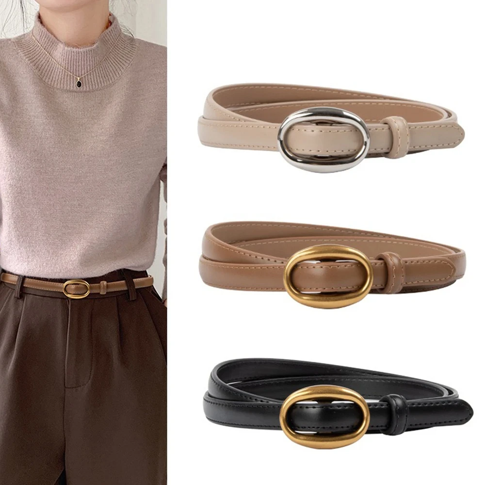 Luxury New Women\'s Cowhide Belt Simple and Versatile Casual Fine Dress Belt Suit Decoration Brand Belt