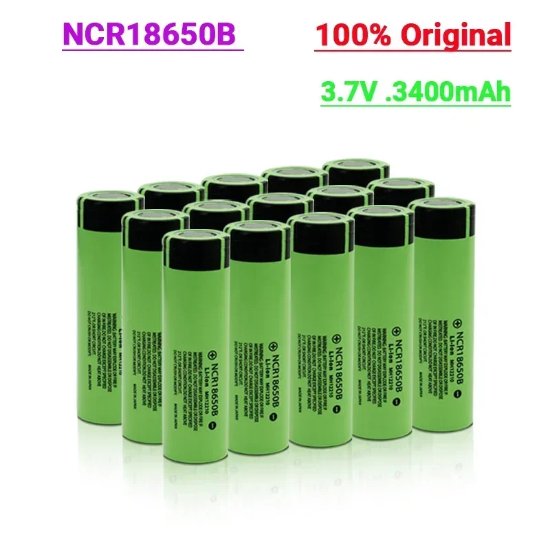 Large capacity NCR 18650B 3.7V 3400mAh 18650 flat head high current cycle rechargeable lithium battery, super strong and durable