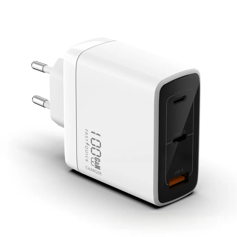 USB C 100W Wall Charger 3-Port GaN Compact Fast Charger for Laptop iP.ad i.Ph.one Ga.la.xy More