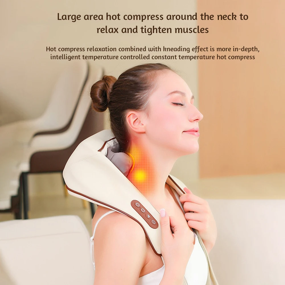 Electric Neck And Back Shoulder Massager Smart Temperature Control Massager Muscle Relaxing Massage Shawl for Women Men Elder