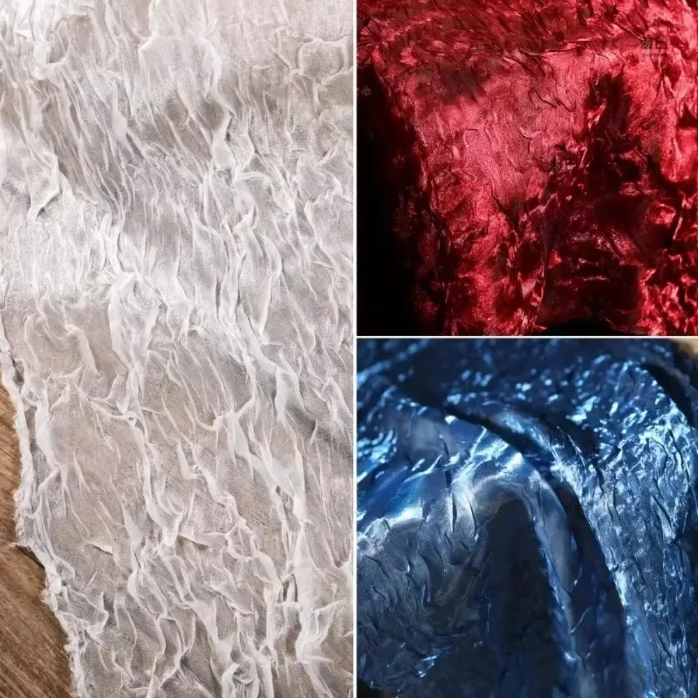 

Water Ripple Low Gloss Wrinkled Yarn Fabric Creative Fashion Apparel for Wedding Dress Diy Sewing Material Cloth